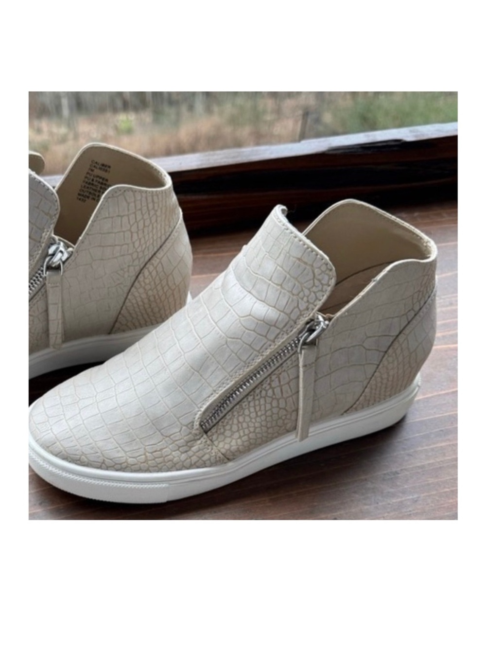 Steve Madden Caliber Faux Croc High Top Zip Platform Sneakers 7 VGC